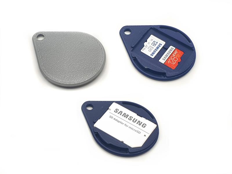 Hidden Mini SD Holder Key Fob - 2 Micro SD & 1 SD Card