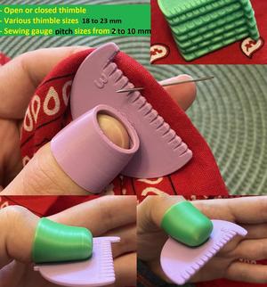 Improved Template for sewing - various thimble sizes, pitch sizes from 2 to 10 mm