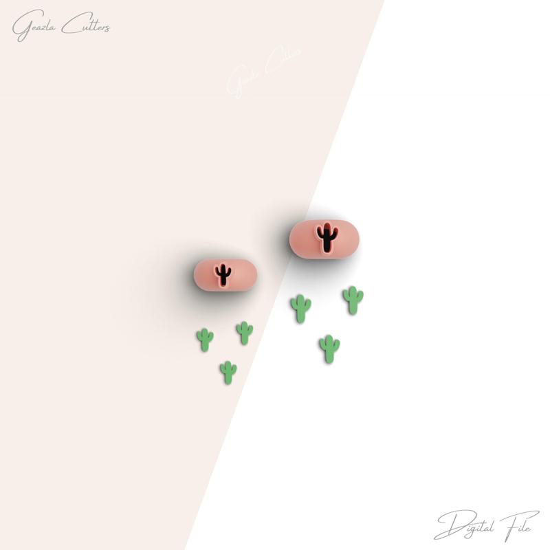 Cactus Micro Clay Cutter, Cactus Polymer Clay Cutter, Tiny Clay Cutter, 2 Sizes Included, Digital STL File, No: 134