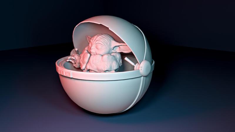 Baby Yoda with a double openable ball