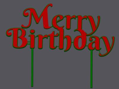 Merry Birthday Cake Topper