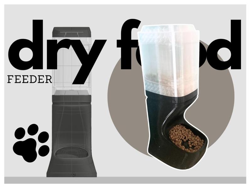 Gravity-Fed Dry Cat Food Dispenser