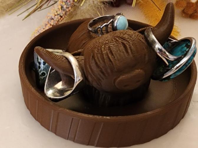 Cute Highland Cow Ring Earring Holder Storage Wife