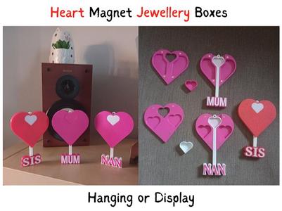 Jewelry Love Heart Magnetic Slide Stash Box + Name