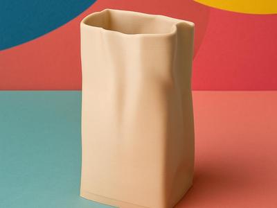 Crinkle Paper Bag Vase – Modern Minimalist Design