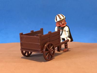 Medieval miniature wagon for playmobil scale figures