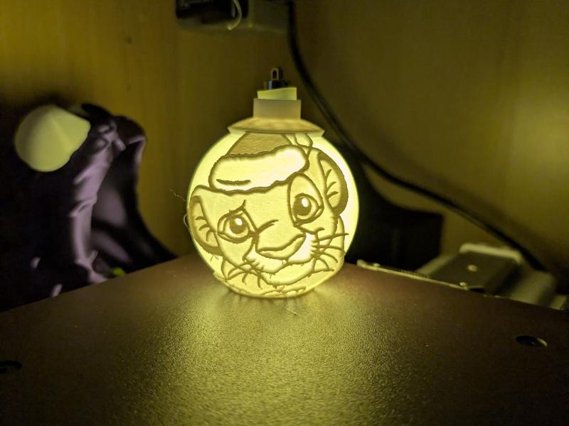 Simba Christmas Ball lithophane