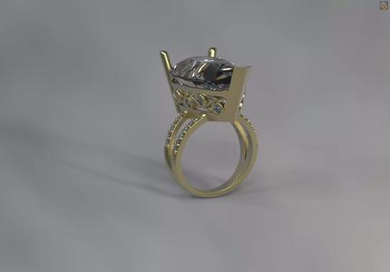 Luxury art-fashion ring with huge central gem 3d model
