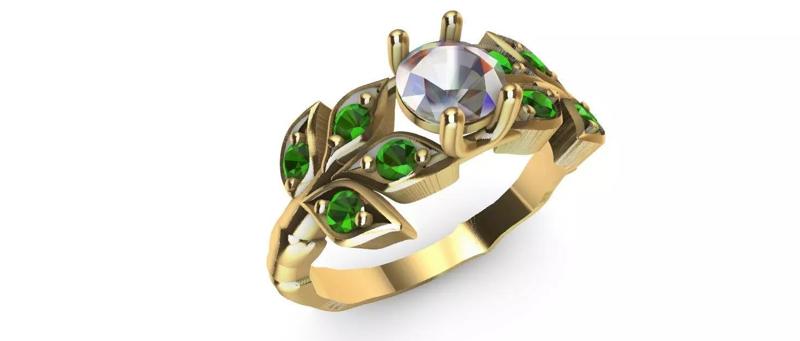 Leaf Ring with Brilhants