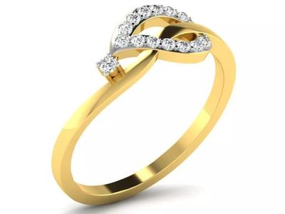 Light Weight Yellow Gold Diamond Ring  -DR-6298