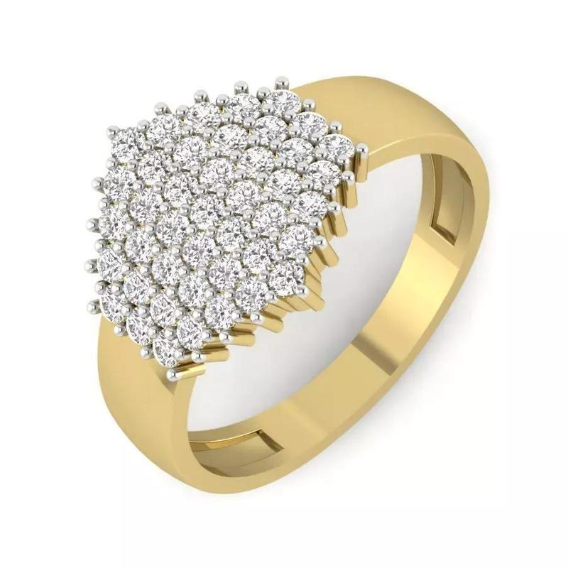 Light Weight Yellow Gold Diamond Ring  -PR-011 DIA