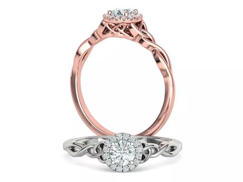 Knot Halo Engagement Ring 30 pointer Stone French Pave Setting