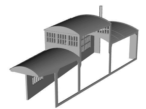 French Type G roundhouse building Left through road 48 road type 1/160 scale