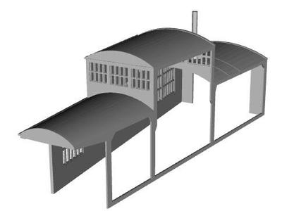 French Type G roundhouse building Left through road 48 road type 1/160 scale