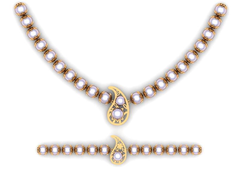 Pearl pendant and bracelet