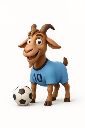 Goat "GOAT" 3D Footballer on White Ground