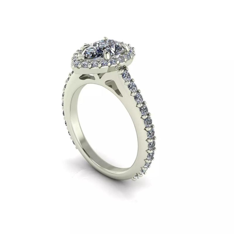 Pear Solid Love Wedding Ring Diamond Set V1