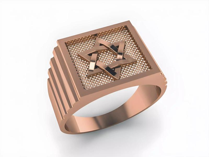 Star of David Jewish Plain Gold Ring