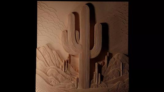 Saguaro Cactus CNC 3d Print High Relief Sand Casting