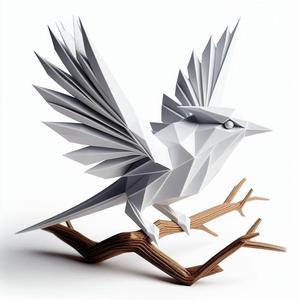 Low Poly Bird on Wooden Branch 3D Print Model