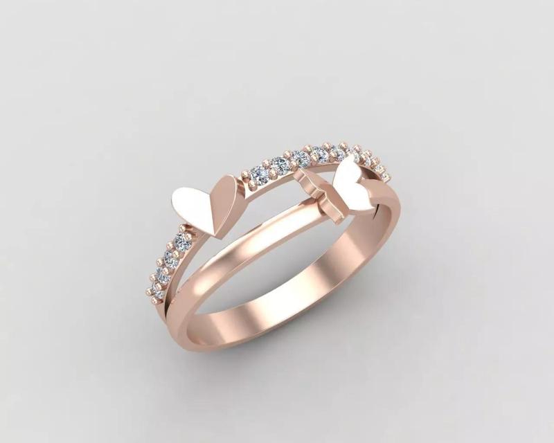 Minimal butterfly and Heart diamond ring 148-MW