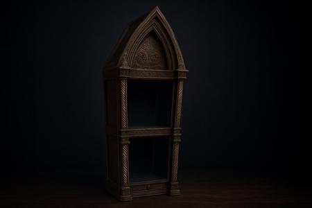 Gothic Cathedral Style Display Cabinet | Ornate Miniature Shelf | Collectible Display Stand