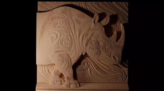Sumatran Rhino CNC 3d Print High Relief Sand Casting