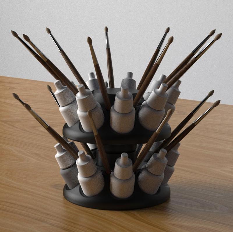 Vallejo acrylic paint organizer stand without supports