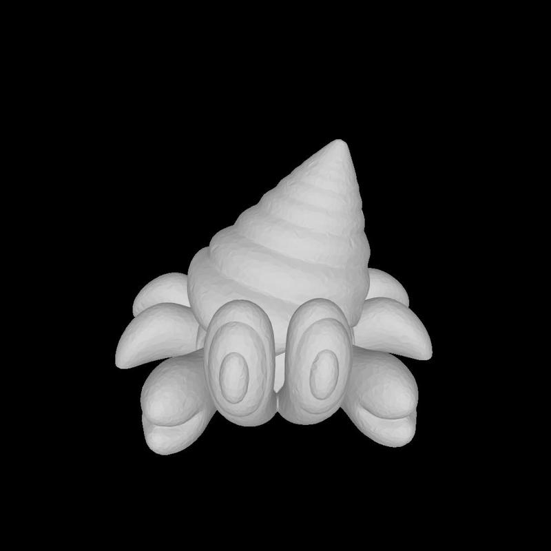 Cute 3D Articulated Chibi Hermit Crab Model.