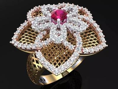Mesh flower ring - Italian rings - Womens Rings - N6798