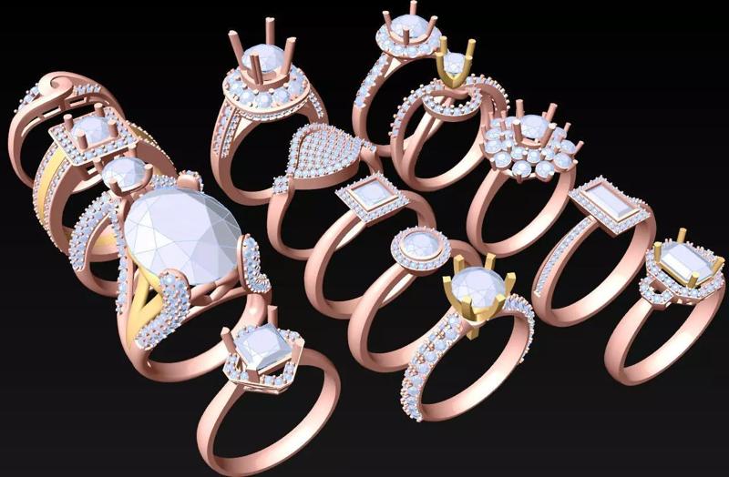 15  Womens Ring - Collection 3d Ring Jewellery Models bulk- AW28