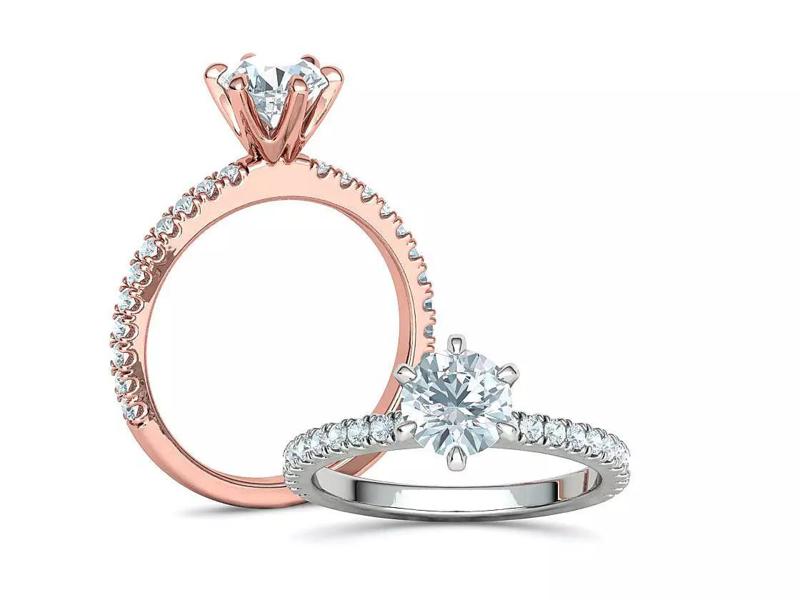 1ct Diamond Solitaire Engagement Ring French Pave setting