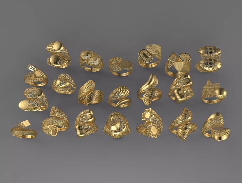 21 NEW RINGS HIGH QUALITY READY TO PRINT 3DM STL