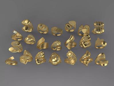 21 NEW RINGS HIGH QUALITY READY TO PRINT 3DM STL