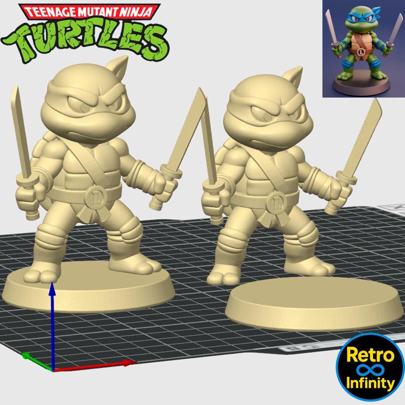 Leonardo - Teenage Mutant Ninja Turtles 3D figure Retro Infinity style (90mm) : vinyl collectible
