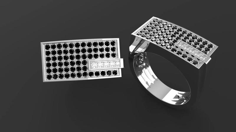 Elegant Mens Ring with Diamond Stones