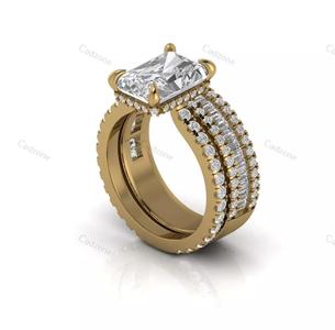 Elegant Multi-Row Baguette and Round Diamond Ring 3D Model