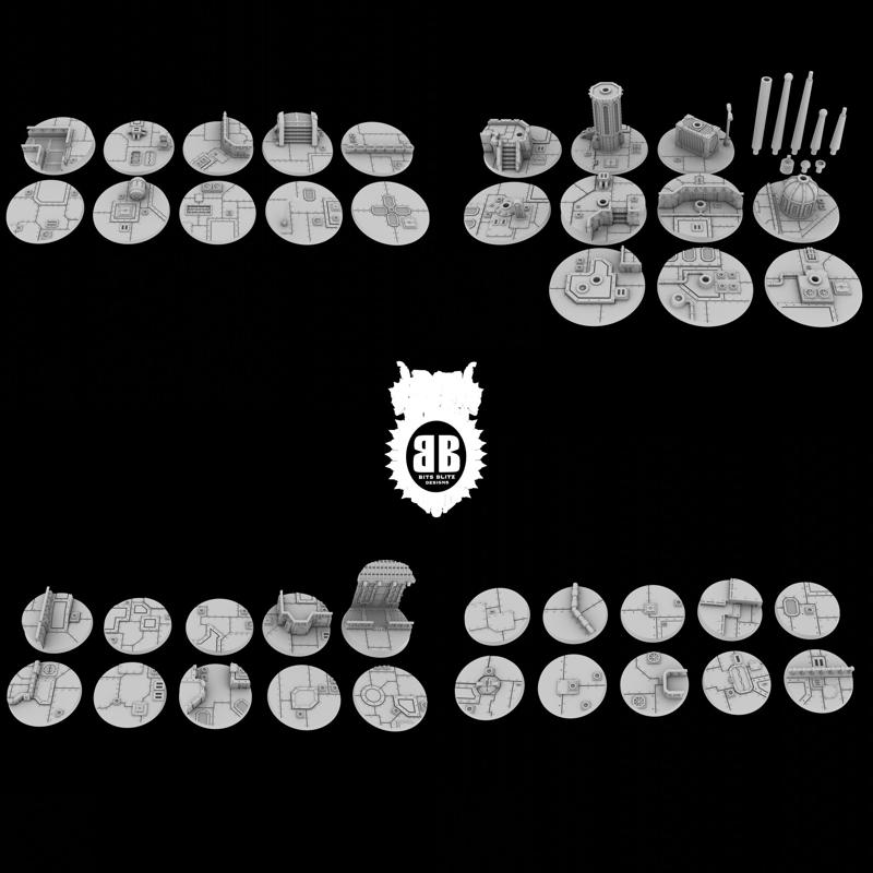 Four sets of round bases - tech shanty texture