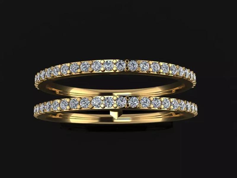 DOUBLE DIAMOND ROW BAND RING SIZE 9