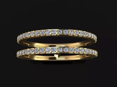 DOUBLE DIAMOND ROW BAND RING SIZE 9