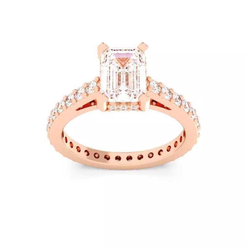 Emerald Cut Hidden Halo Engagement Ring