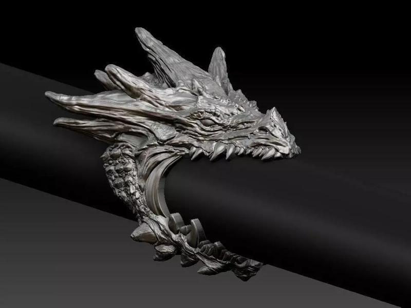 Dragon biker ring 3D print model