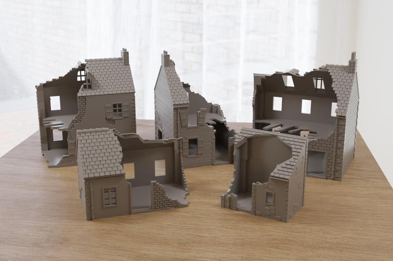 Normandy Village Vol. 1 Destroyed Miniature Wargaming Terrain WW2