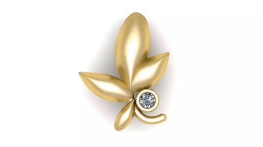 Olive Leaf Pendant with Diamond