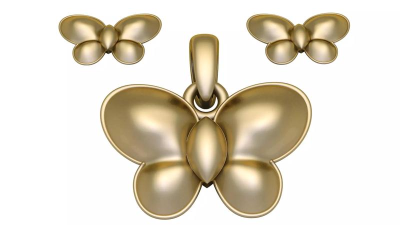 GOLDEN BUTTERFLY LOCKET SET 3D PRINTABLE MODEL
