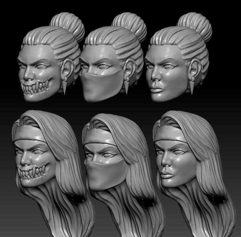 6 Heads Milena, Jade and Kitana Mortal Kombat - for action figure