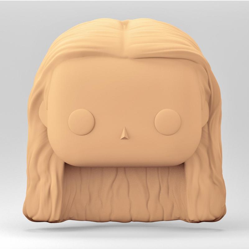 A female head in a POP style. Long curly hair. WH_3-12