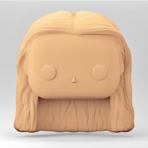 A female head in a POP style. Long curly hair. WH_3-12