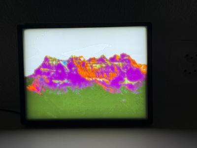 Lithophane avec cadre, image des Dents du Midi