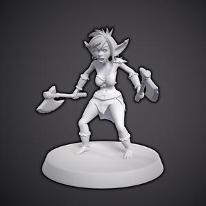 Female Goblin Barbarian - 3D Printable Miniature + Customizable RPG Character Sheet